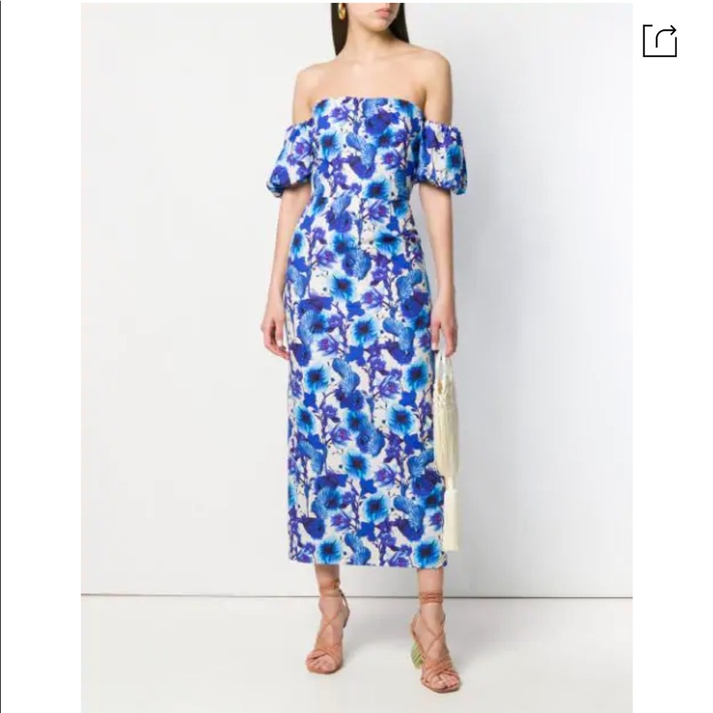 BORGO DE NOR ADELITA BLU FLORAL COTTON DRESS UK8 S